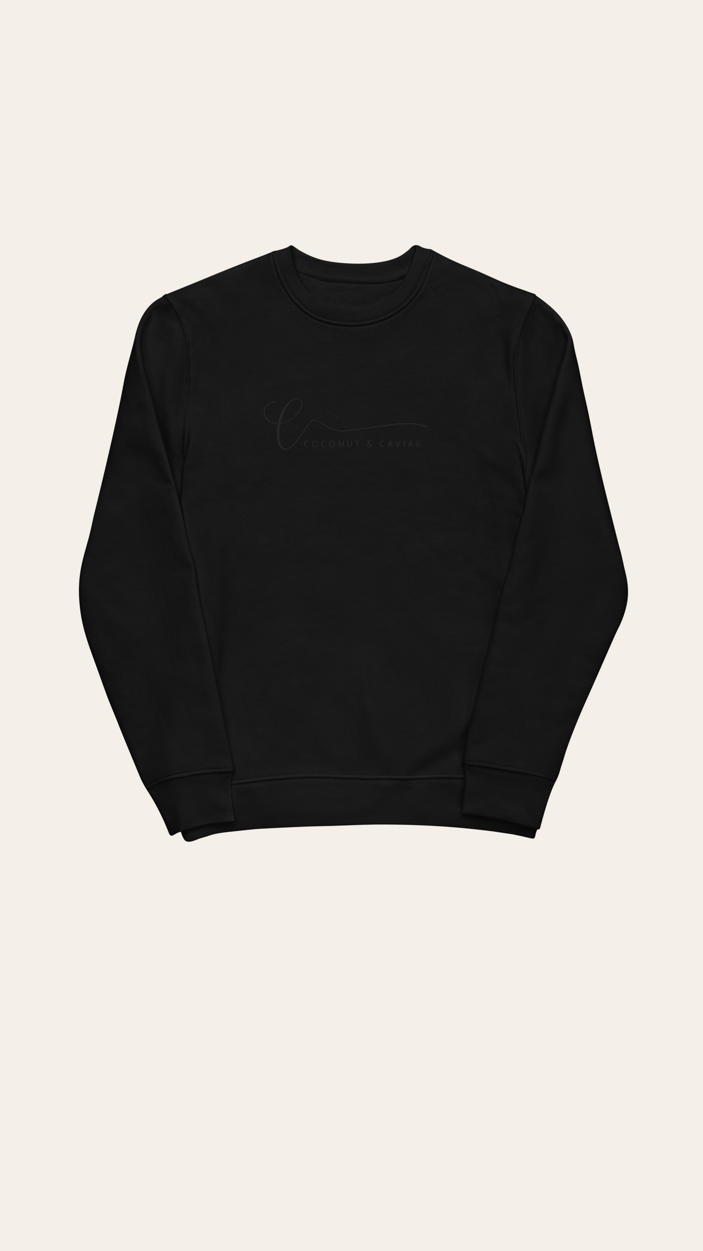 Coconut & Caviar Blackout Cursive Embroidered Logo Unisex Eco Sweatshirt