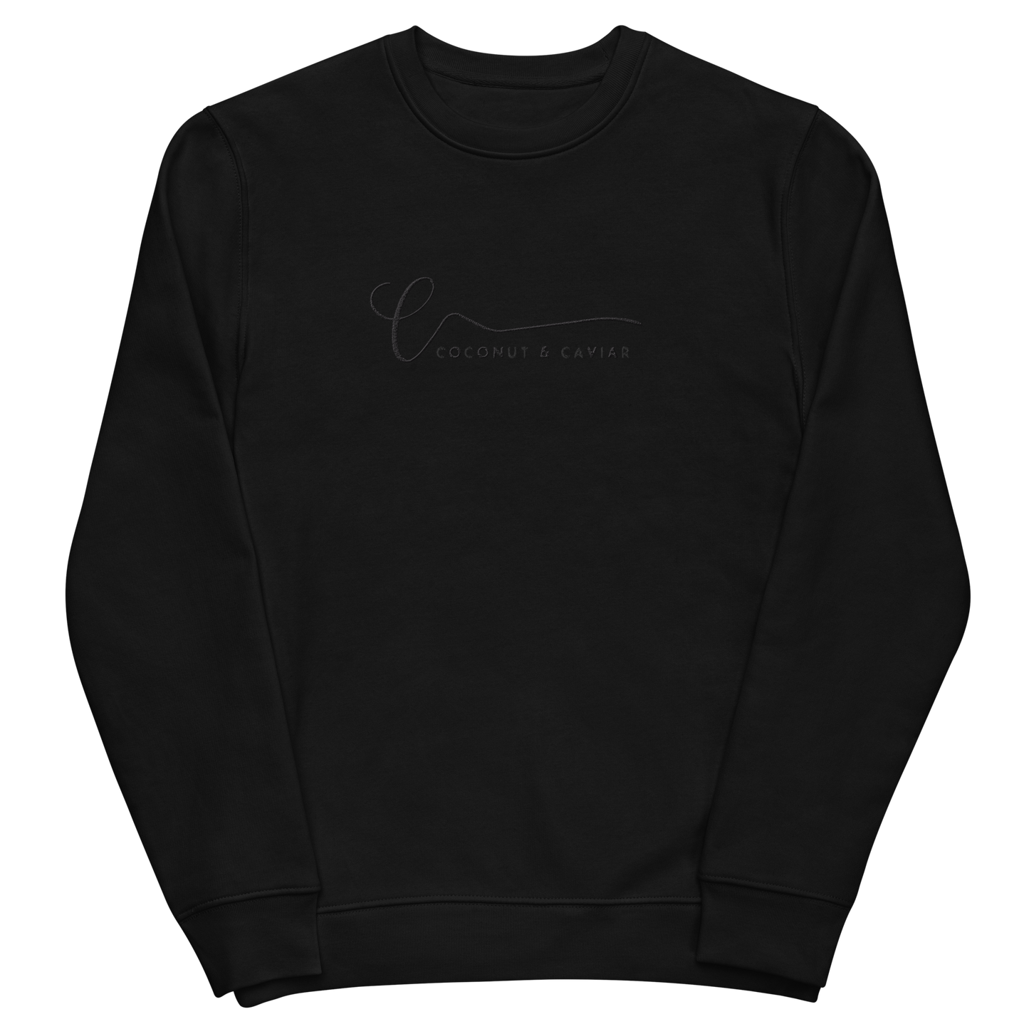 Coconut & Caviar Blackout Cursive Embroidered Logo Unisex Eco Sweatshirt